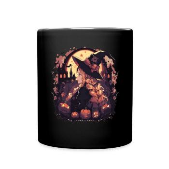Hexen Halloween Hexe Kürbis Halloweenparty - Tasse einfarbig - Schwarz - Vorne