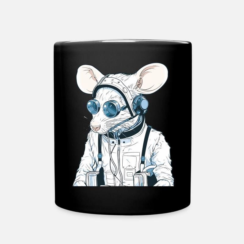 Mouse, Gaming, Pilot, Nerd, Funny, Lab Rat Rat - Full Colour Mug - black