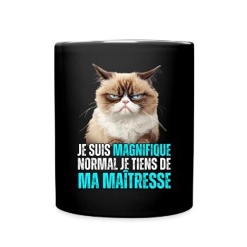 Je suis magnifique normal je tiens de ma - Mug uni - noir - Devant