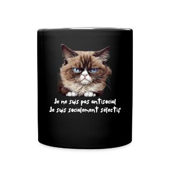Je ne suis pas antisocial je suis socialement - Mug uni - noir - Devant