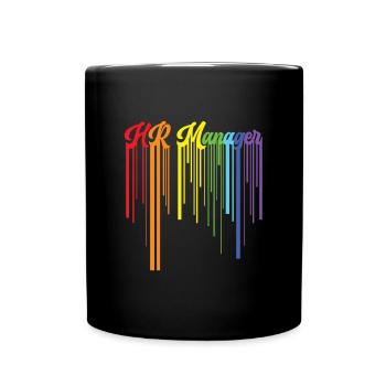 Retro HR Manager Rainbow Text - HR Management - Full Colour Mug - black - Front