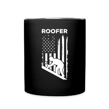 Roofer America Flag Roofing Roof Worker Roofer - Tasse einfarbig - Schwarz - Vorne