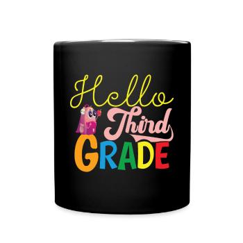 Hallo 1. Klasse Zurück zur Schule Erster Tag - Tasse einfarbig - Schwarz - Vorne