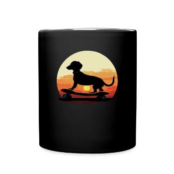 Dachshund skateboard dog, Weenie Dog - Tasse einfarbig - Schwarz - Vorne