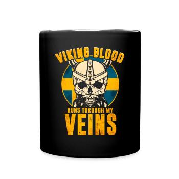 Wikinger Blut fliesst durch meine Adern - Schweden - Tasse einfarbig - Schwarz - Vorne