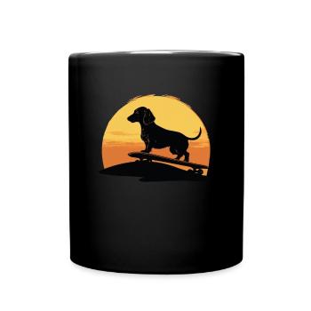 Dachshund skateboard dog, Weenie Dog - Tasse einfarbig - Schwarz - Vorne