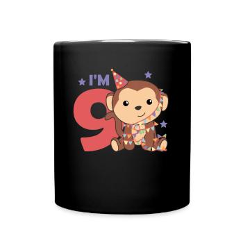 Singe pour le neuvième anniversaire des enfants de 9 ans - Mug uni - noir - Devant