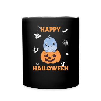 Dino in pumpkin cute dinos Happy Halloween - Full Colour Mug - black - Front