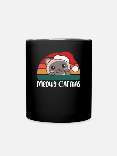 merry catmas lustige Katze Weihnachts Wortspiel - Tasse einfarbig - Schwarz