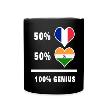 L'Inde et la France 100% génial Drapeaux Design - Mug uni - noir - Devant