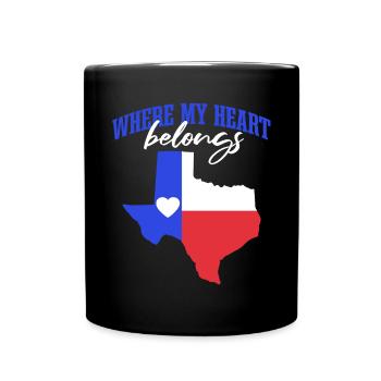 Wo mein Herz hingehört: Texas - Tasse einfarbig - Schwarz - Vorne
