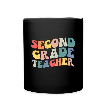 Second Grade Rainbow Girls Boys Teacher Team 2nd - Full Colour Mug - black - Front