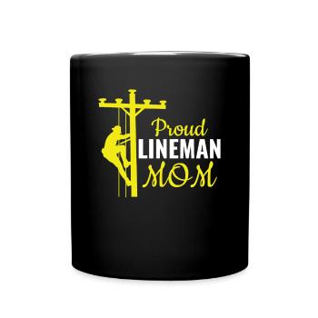 Proud Lineman Mom - Leitungsmonteur - Tasse einfarbig - Schwarz - Vorne