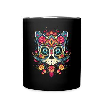 Dia de los Muertos Sugar Skull Mexikanischer Feiertag - Tasse einfarbig - Schwarz - Vorne
