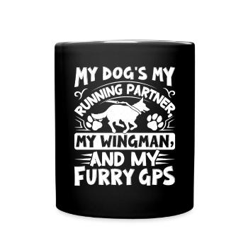 Dog running Canicross Design - Tasse einfarbig - Schwarz - Vorne