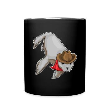 Seehund Cowboy Cowboyhut - Tasse einfarbig - Schwarz - Vorne