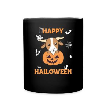 Chèvre à la citrouille chèvres mignonnes Joyeux Halloween - Mug uni - noir - Devant