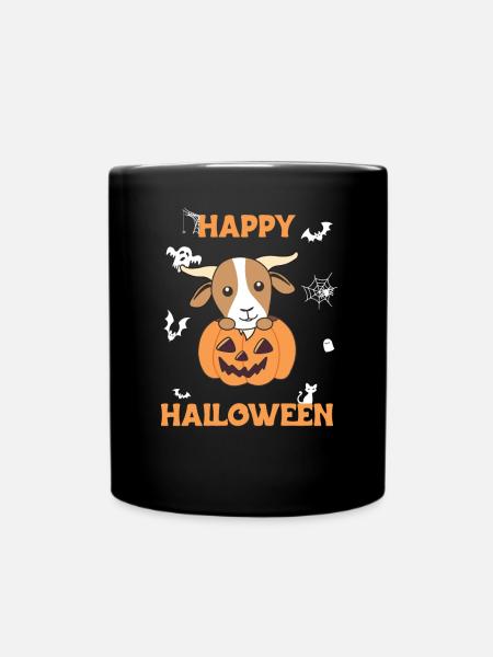 Ziege in Kürbis süße Ziegen Happy Halloween - Tasse einfarbig - Schwarz