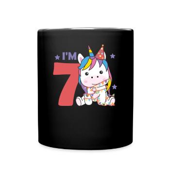 Unicorn for the seventh birthday for children 7 years - Full Colour Mug - black - Front
