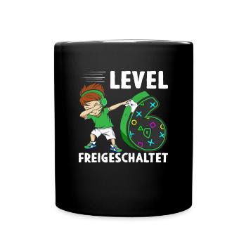 Level 6 Jahre Geburtstagsshirt Gamer 2017 - Tasse einfarbig - Schwarz - Vorne