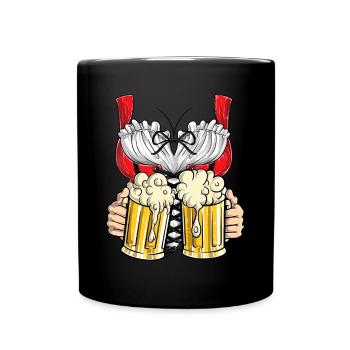 Dirndl Tracht Kleidung Fräulein Damen Bierkrug - Tasse einfarbig - Schwarz - Vorne