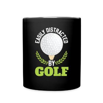 Leicht durch Golf abgelenkt - Tasse einfarbig - Schwarz - Vorne