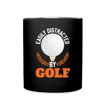 Leicht durch Golf abgelenkt - Tasse einfarbig - Schwarz - Vorne