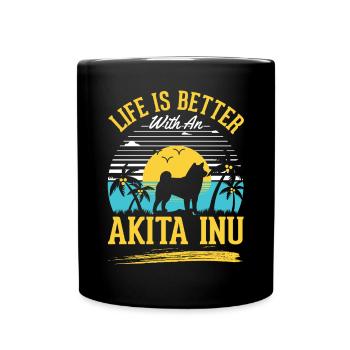 Das Leben ist besser mit einem Akita Inu - Tasse einfarbig - Schwarz - Vorne