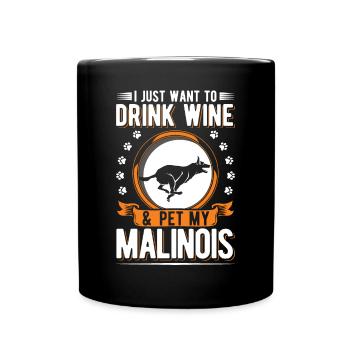 Malinois and Wine Belgian Shepherd Dog - Full Colour Mug - black - Front