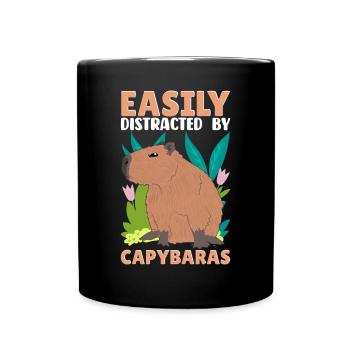 Funny Easily distracted by capybaras - Full Colour Mug - black - Front