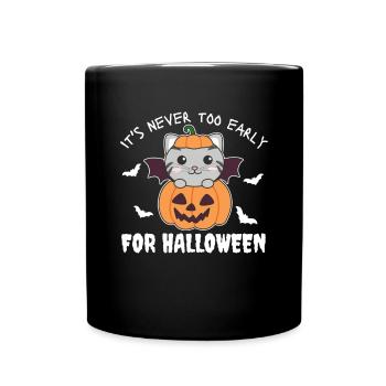 Cat it's never too early for Halloween pumpkin - Full Colour Mug - black - Front