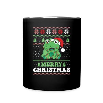 Joyeux Noël rétro moche grenouille de Noël - Mug uni - noir - Devant