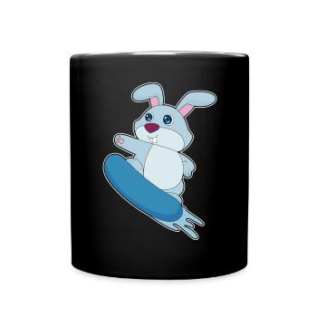 Rabbit Snowboarder Snowboard - Full Colour Mug - black - Front