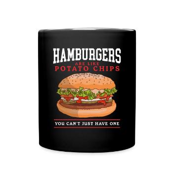 Hamburger Fast Food Burger Fastfood Geschenk - Tasse einfarbig - Schwarz - Vorne
