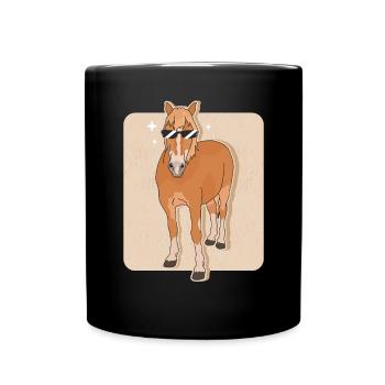 Haflinger Pferd Haffi Pferdebesitzer Geschenk - Tasse einfarbig - Schwarz - Vorne