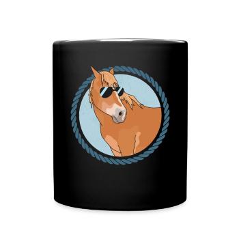 Haflinger Pferde | Haffi Pferdebesitzer Geschenk - Tasse einfarbig - Schwarz - Vorne