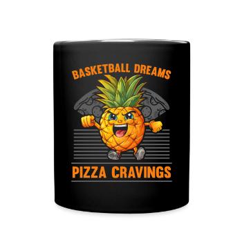 Pineapple Basketball Tropical Fruit Summer Sport - Full Colour Mug - black - Front