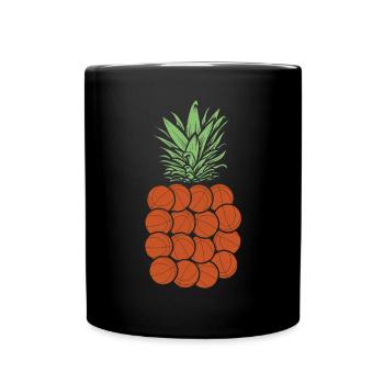Pineapple Basketball Tropical Fruit Summer Sport - Full Colour Mug - black - Front