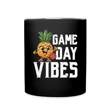 Pineapple Basketball Tropical Fruit Summer Sport - Full Colour Mug - black - Front