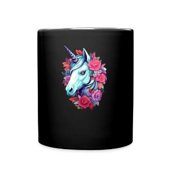 Unicorn Floral Aesthetics - Full Colour Mug - black - Front