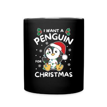 Je veux un pingouin pour Noël pingouins mignons - Mug uni - noir - Devant
