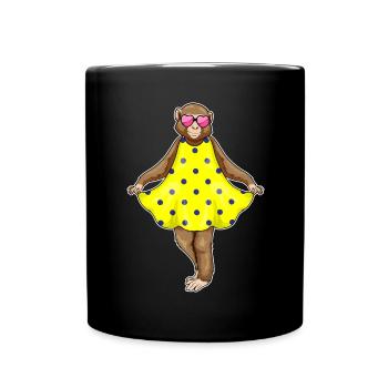 Affe Polka Dots Kleid - Tasse einfarbig - Schwarz - Vorne