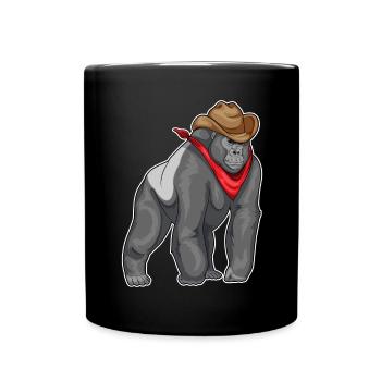 Gorilla Cowboy Cowboy Chapeau - Mug uni - noir - Devant