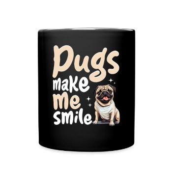 Pug Dog Breed Pet - Pugs make me smile - Full Colour Mug - black - Front