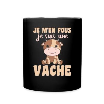 Je m'en fous je suis une vache - süße Kuh - Tasse einfarbig - Schwarz - Vorne