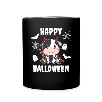 Cow Happy Halloween Devil Costume - Full Colour Mug - black - Front