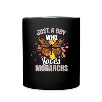 Nur ein Junge, der Monarchen liebt - Tasse einfarbig - Schwarz - Vorne