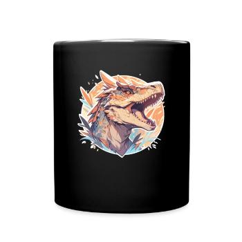 Dinosaurier Trex Dinos Dinosaurus Dino Baby - Tasse einfarbig - Schwarz - Vorne