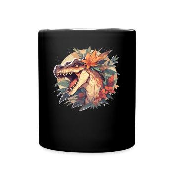 Dinosaurier Trex Dinos Dinosaurus Dino Baby - Tasse einfarbig - Schwarz - Vorne