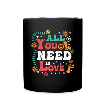 sixties all you need is love - Tasse einfarbig - Schwarz - Vorne